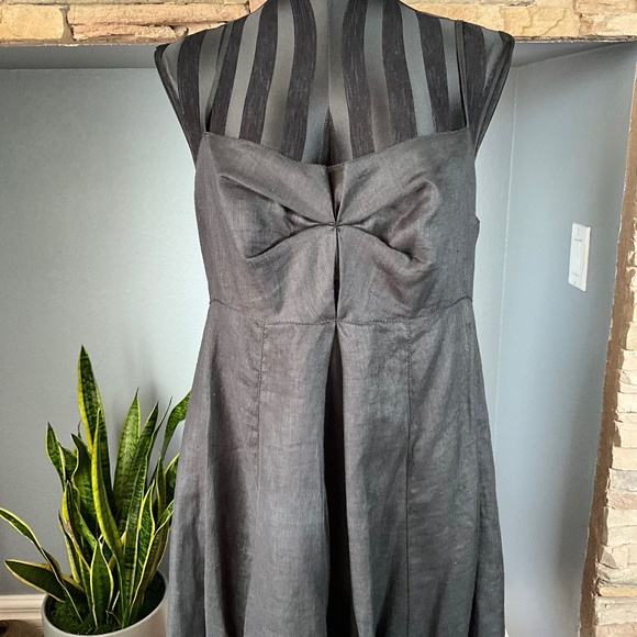 Max Studio Linen Silk Bubble Hem Dress Avant Garde Preppy Coastal Chic Black L - Picture 3 of 12